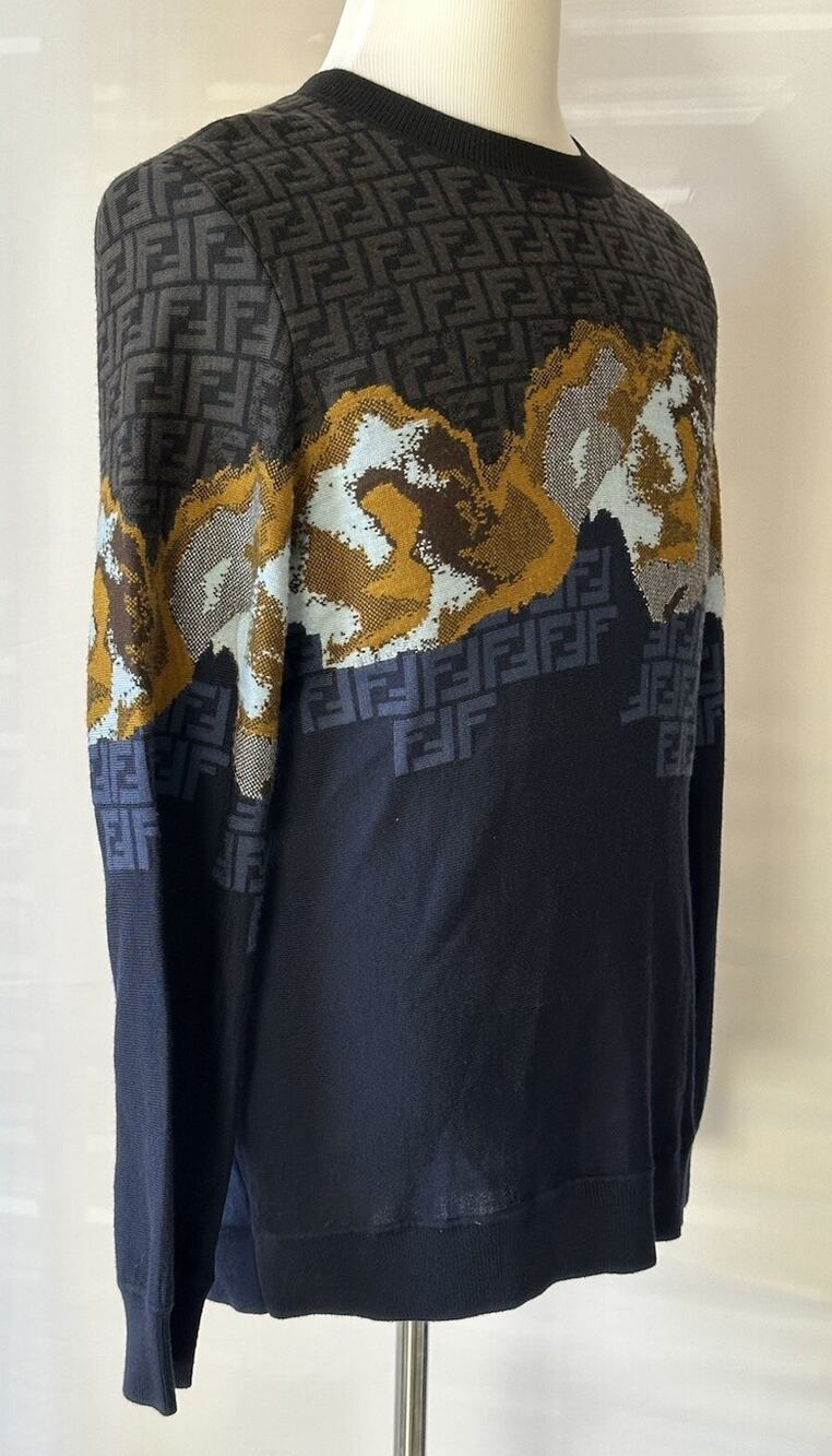 Fendi Knit Wool Sweater 54 Euro (Fits like M-L) FZX005 Made in Italy NWT $1350